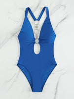 New Ring Linked Plunging One Piece Swimsuit