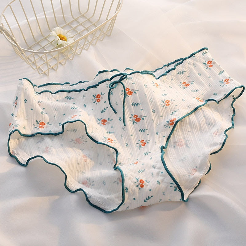 Floral Comfort Briefs Mid Waist Seamless Underpants - Sabreeonline