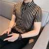 Vertical Stripe Slim Men Casual Long Sleeve Tuxedo Shirt - Sabreeonline