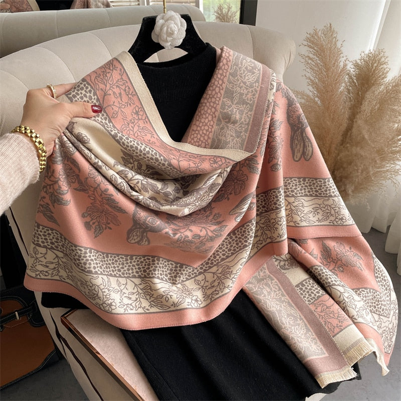 Luxury Brand Winter Cashmere Scarf for Women Fashion Warm Shawls and Wraps Pashmina Neckerchief Poncho Tassel Bufandas Echarpe - Sabreeonline