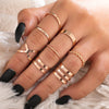 LATS 7pcs Fashion Jewelry Rings Set Round Opening Finger Ring for Girl - Sabreeonline