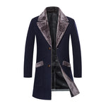 2022 Winter New Casual Windbreaker Men&#39;s Jacket Korean Long Section Large Fur Collar Jacket Men&#39;s Business Casual Warm Wool Coat - Sabreeonline