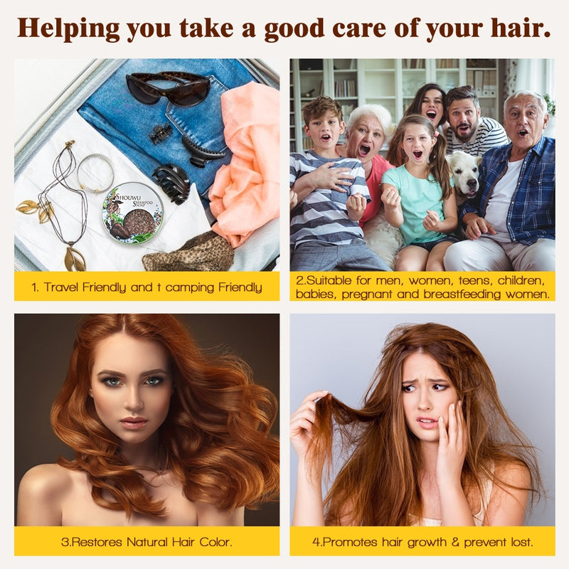 Polygonum Essence Hair Darkening Shampoo Soap Natural Organic Mild Formula Hair Shampoo Gray Hair Reverse Anti Loss Hair Care - Sabreeonline