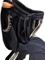 Thickened Black Straight Casual Pants for Women 2022 New Autumn Winter Trousers High Waist Loose Slimming Wide Leg Sweatpants - Sabreeonline