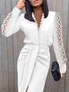 Women Casual 2 Piece Set Long Sleeve Lace Stitching - Sabreeonline