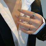 LATS 7pcs Fashion Jewelry Rings Set Round Opening Finger Ring for Girl - Sabreeonline