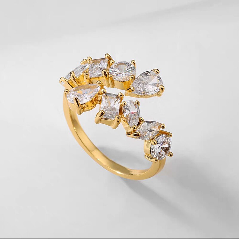 Luxury Water Drop Zirconia Adjustable Open Rings - Sabreeonline