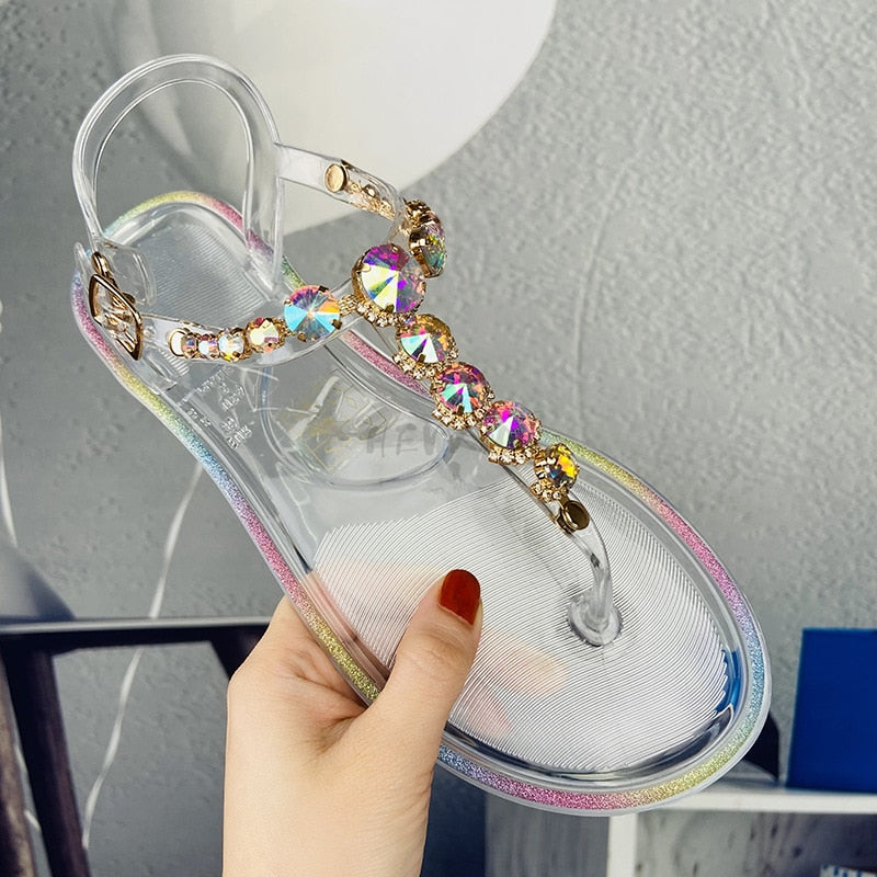 Jelly Diamond Flat Outdoor Sandals - Sabreeonline