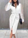 Women Casual 2 Piece Set Long Sleeve Lace Stitching - Sabreeonline