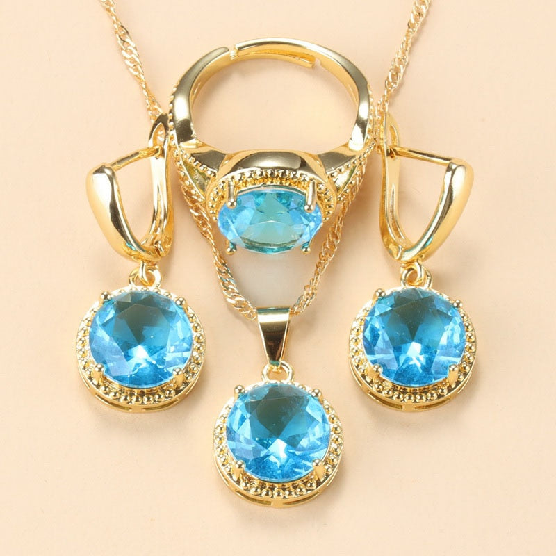Sweet Princess Round Zircon 3 Piece Set - Sabreeonline