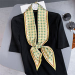 Elegant Print Satin Silk Skinny Scarf - Sabreeonline