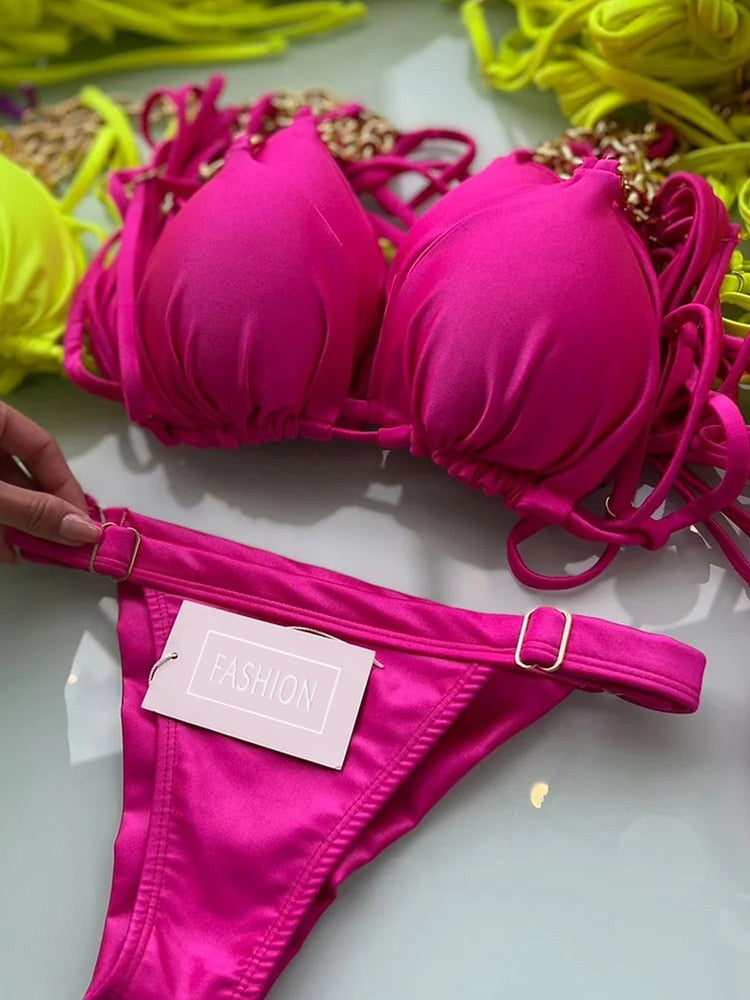 Miyouj Push Up Bikini Set Sexy Bikinis Triangle Swimsuit Women Luxury Swimwear Mujer Beachwear Micro Biquini Brazilian Swimsuits