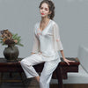 pijamas women Female pantsuit women Ice Silk Suit Long Sleeve silk pajamas Thin Bud Silk Sleeping Home Suit sleepwear - Sabreeonline