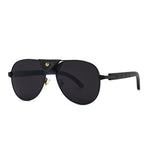 Men Pilot Sunglasses Oversized Frame Leather - Sabreeonline