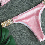 Velvet Luxury Rhinestone Bikini Set