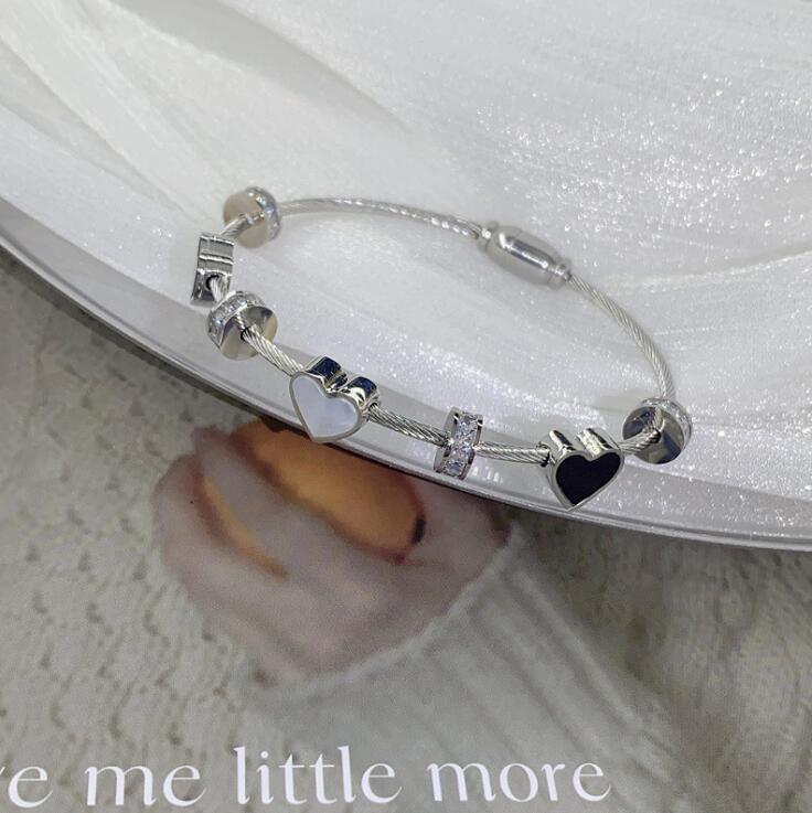 Four-leaf clover Roman alphabet animal micro-inlaid zircon titanium steel bracelet fashion jewelry for woman - Sabreeonline