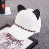 Cat Ears Baseball Cap Wool Knit - Sabreeonline