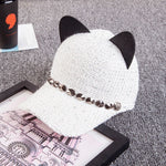 Cat Ears Baseball Cap Wool Knit - Sabreeonline