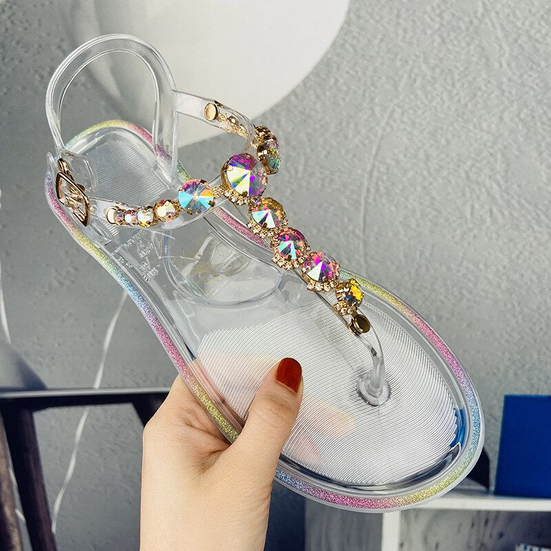 Jelly Diamond Flat Outdoor Sandals - Sabreeonline
