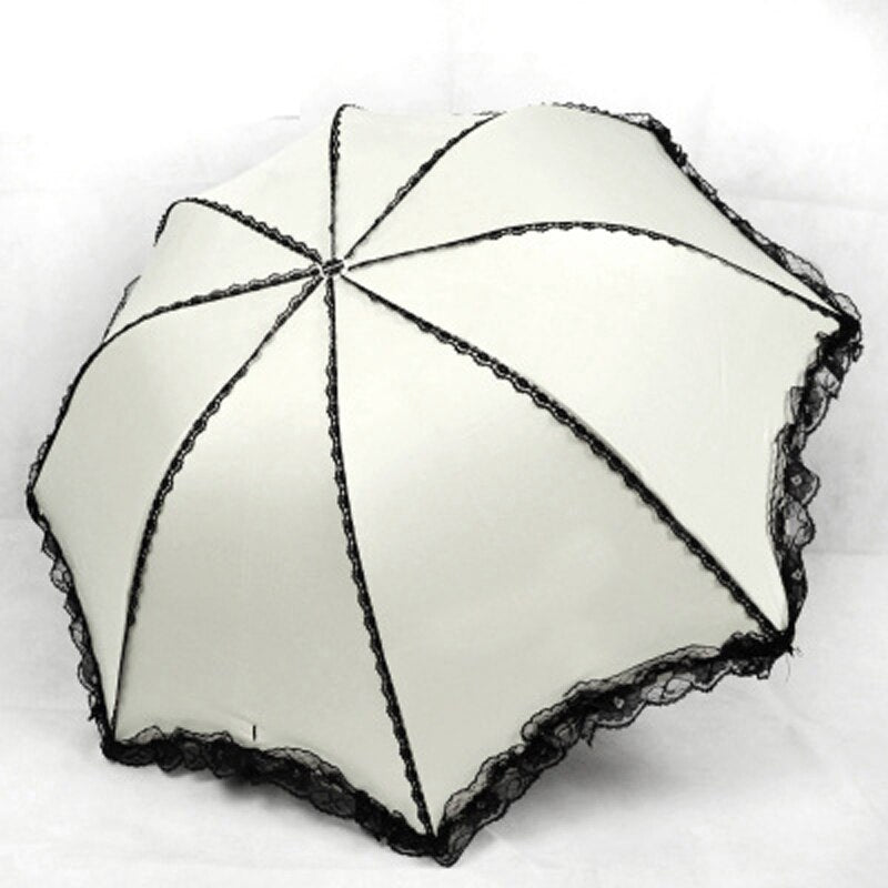Lace Rain Umbrella 3-Fold Fashion Windproof - Sabreeonline