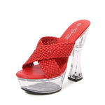 Transparent New Fashion Car Model slippers High Heel Waterproof Trolley Model Slippers large size