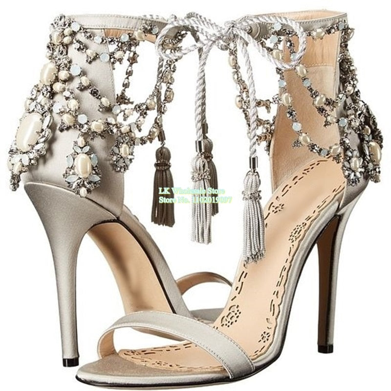 Sandals Pointed Toe Stiletto Rhinestones - Sabreeonline