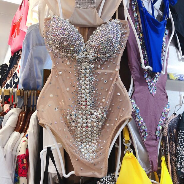 Sequins Off Shoulder Stage Clothing - Sabreeonline