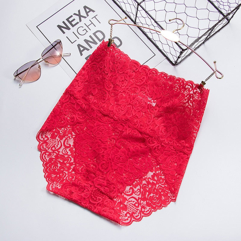 Women Panties Female Plus Size High Waist Hollow Out Lace Sexy Underwear Lingerie Briefs Underpants Butt Lift - Sabreeonline
