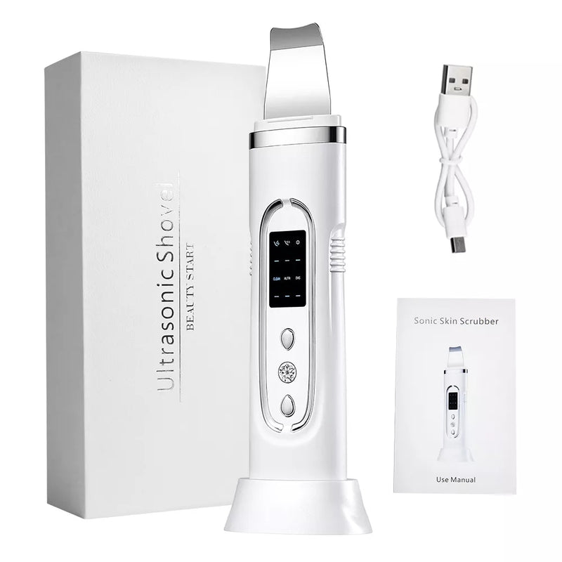 Ultrasonic Skin Scrubber Electric Facial Cleansing Pore Deep Cleaner Acne Blackhead Remover Peeling Shovel Device Beauty Machine - Sabreeonline