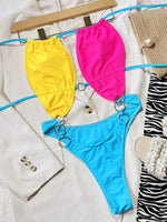 Vigorashely 2023 Sexy Solid Patchwork Swimwear Women Halter Push UP One Piece Swimsuit Monokini Hollow High Cut Bathing Suit