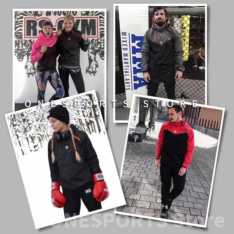 VANSYDICAL Sauna Suit Men Gym Clothing Set Hoodies Pullover Sportswear Running Fitness Weight Loss Sweating Sports Jogging Suit - Sabreeonline