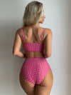 High Waist Bikini 2023 Woman Plaid Swimsuit Women Swimwear Bathing Suit Padded Push Up Ruched Swim Suits Bandeau Bikini Set