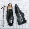 Italian Oxford Shoes Leather Double Buckles brown - Sabreeonline