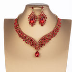 Baroque Crystal Water Drop Bridal Jewelry Sets Rhinestone Tiaras Crown Necklace Earrings for Bride Wedding Dubai Jewelry Set - Sabreeonline
