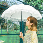 White Lace Umbrella Women Flower Long Handle Umbrella Wedding Retro Sunshade Girls Umbrellas Decoration Guarda Chuva Gift SY329 - Sabreeonline