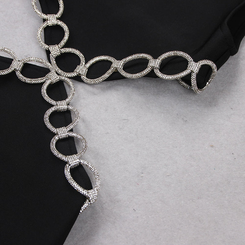 Sexy Backless Cut-Out Diamond Mini Dress