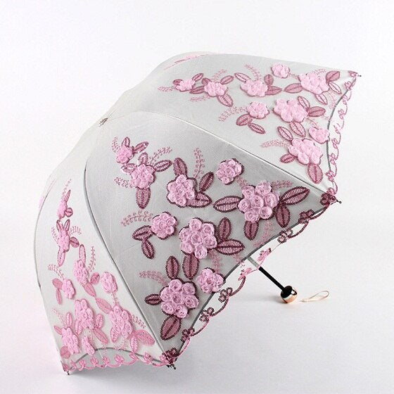 Flower Double Laye Coating Anti UV Umbrella - Sabreeonline