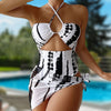 2pcs/set Beach Swimsuit Set Lace-up Tie Dye Print