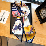 Elegant Print Satin Silk Skinny Scarf - Sabreeonline