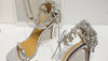 Thin High Heel Ankle Strap Shiny Crystal Shoes - Sabreeonline