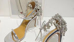 Thin High Heel Ankle Strap Shiny Crystal Shoes - Sabreeonline