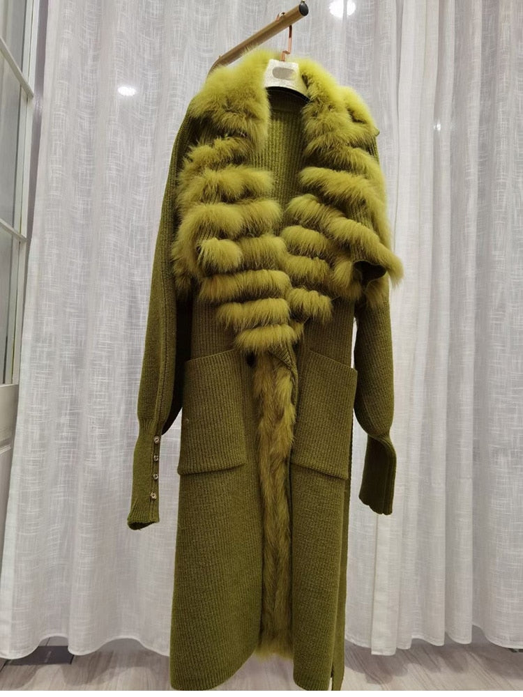Oversize Coat Fur Collar Long Length - Sabreeonline