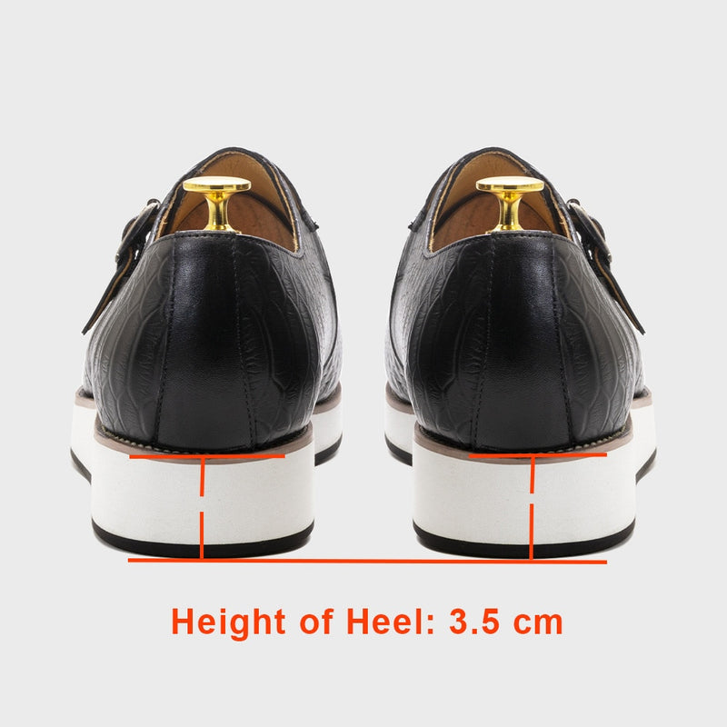 Mens Casual Shoes Genuine Leather Crocodile Pattern Classic Shoe for Men Leather Original Fashion Buckle Monk Strap Sneakers - Sabreeonline