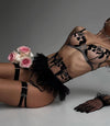 Fancy Lingerie Floral Lace Bra Ruffle Garter
