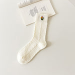 Casual Solid White Socks Women Embroidery Bear Love Flowers Girl Rabbit Cartoon Socks Spring Autum Harajuku Middle Socks - Sabreeonline
