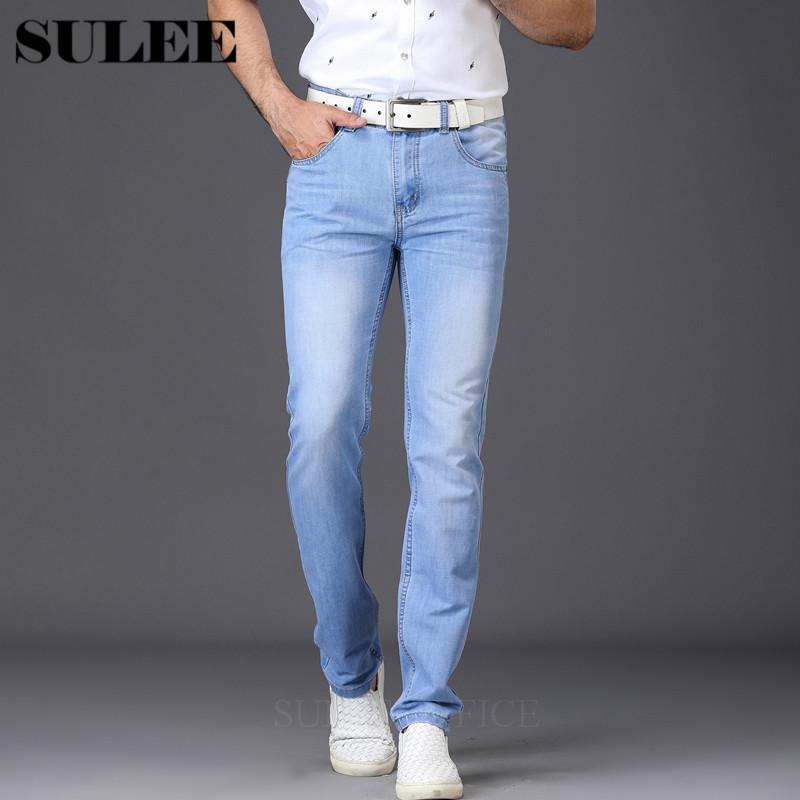 SULEE Brand 2022 New Fashion Utr Thin Light Men&#39;s Casual Summer Pants  Style Jeans Skinny  Trousers Tight Pants Solid Colors - Sabreeonline