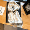 Elegant Print Satin Silk Skinny Scarf - Sabreeonline