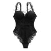 Wriufred Less ladies underwear gathered thickened bra sexy lace transparent sling bodysuit hollow beautiful back lingerie set - Sabreeonline