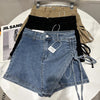 PREPOMP 2023 Spring New Arrival Bandage Drawstring Denim Shorts Skirt Women GH192