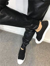 New Winter Thick Warm PU Leather Pants Men Clothing 2023 Simple Big Pocket Windproof Casual Motorcycle Trousers Black Plus Size - Sabreeonline